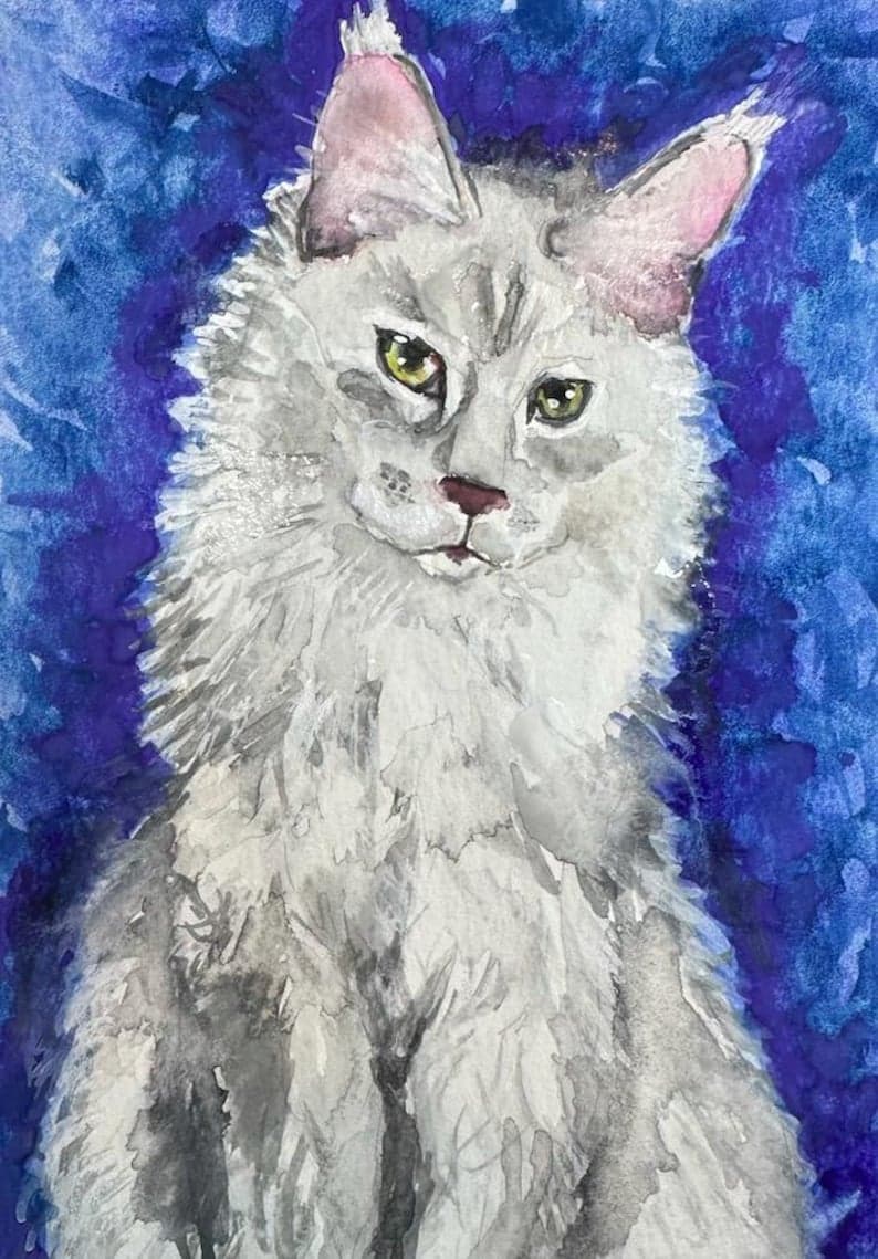 Custom hand-painted pet portrait sample